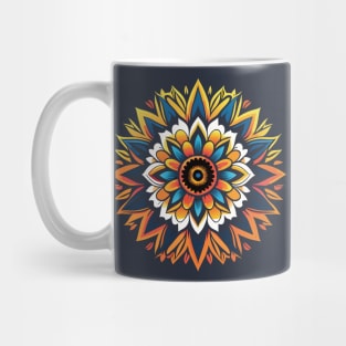 Vibrant Floral Fusion: Colorful Geometric Flower Art Mug